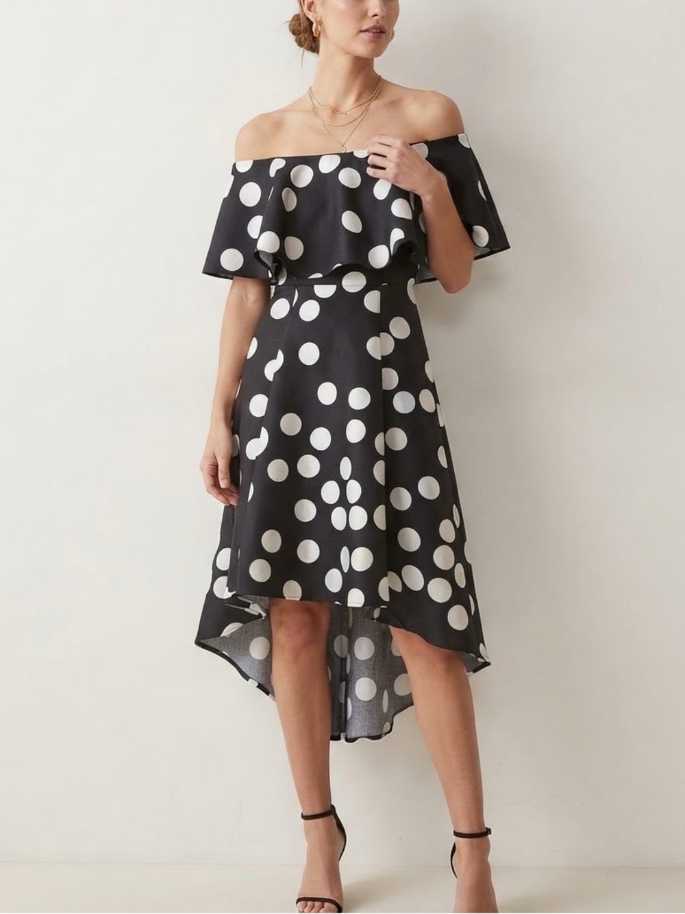 Adrianna Papell Polka Dot Mini Dress in Black & White Size 4 Like New